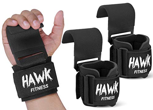 Product Cover Hawk Sports Weight Lifting Hooks with Wrist Straps/Wraps (Black)
