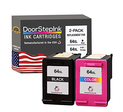 Product Cover DoorStepInk Remanufactured in The USA Ink Cartridge Replacements for HP 64XL 64 XL Black N9J92AN Color N9J91AN High Yield 2PK for Envy 6220 6230 6255 7132 7800 7858 7864 7820