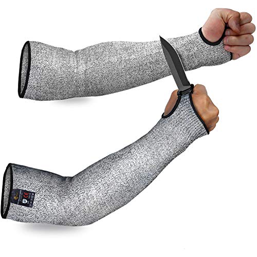 Product Cover Evridwear 1 Pr/Pack Cut Resistant Sleeves for Arm Safety in Level 5, Anti-Puncture Forearm Gloves (Medium, Gray With Thumb Hole)