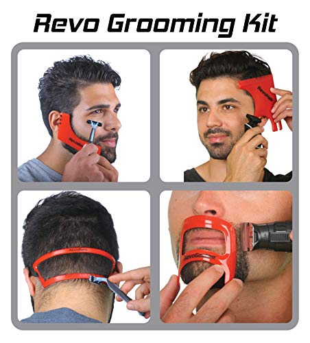 Product Cover Revo Haircut Kit - Beard, Hair, Goatee, and Neckline Shaving Template Guide - Perfect Hairline Lineup and Beard Shaping Tool - Hair Cutting and Grooming Kit - One Size Fits All - Barber Supplies