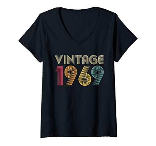 Product Cover Womens 51st Birthday Gift Vintage 1969 Classic Men Women Mom Dad V-Neck T-Shirt