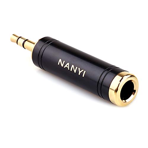 Product Cover NANYI 1/4 Inch Female to 1/8 Inch Male Stereo Headphone Adapter, Upgrade 6.35mm Jack Stereo Socket Female to 3.5mm Jack Stereo Plug Male for Headphone, Amp Adapte, Black 1-Pack