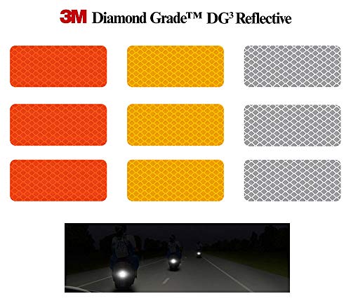 Product Cover 3M Reflective Stickers (Soft Diamond Grade DG3 Hi-Vis Waterproof Stickers Multi-Color Pack - 12 pcs 1.18in x 2.75in (3cm x 7cm)