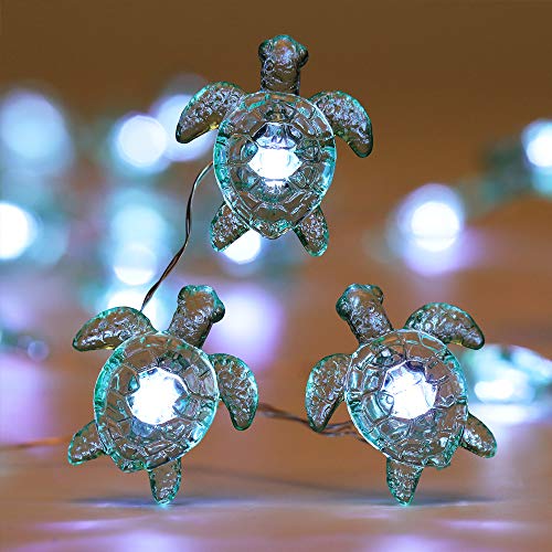 Product Cover WSgift Sea Turtle Decorative String Lights, 18.7 Ft 40 LED USB Plug-in Silver Copper Wire Beach Theme Fairy Lights for Indoor Outdoor Decoration Projects (Cool White, Remote Control with Timer)