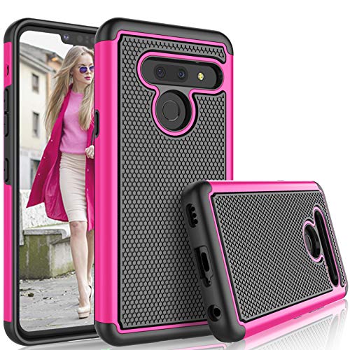 Product Cover LG G8 Case, 2019 LG G8 ThinQ Case for Girls, Tekcoo [Tmajor] Hybrid Solid Shock Absorbing [Rose] Rubber Silicone & Plastic Scratch Resistant Bumper Grip Rugged Cute Sturdy Hard Phone Cases Cover