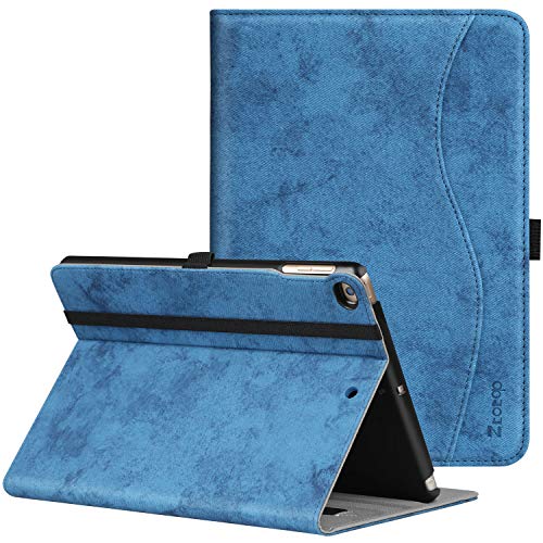 Product Cover Ztotop Case for New IPad 9.7 Inch 2018/2017,Premium PU Leather Business Slim Folding Stand Folio Cover with Auto Wake/Sleep,Pencil Holder and Multiple Viewing Angles,Mottled Blue