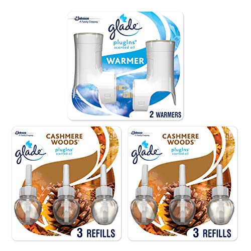 Product Cover Glade PlugIns Scented Oil Starter Kit, Plug In Air Freshener and Refills, Cashmere Woods, 2 Warmers + 6 Refills, 4.02 Fl. Oz, Pack of 6