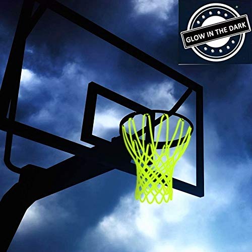 Product Cover LtytyJ Outdoor Basketball Rim Net Glow in The Dark Nylon Glowing Basketball Net Anti Whip Heavy Duty 12 Loops Standard Size - Night Basketball Sports Gift for Kids Boys Outdoor Sports Pool School