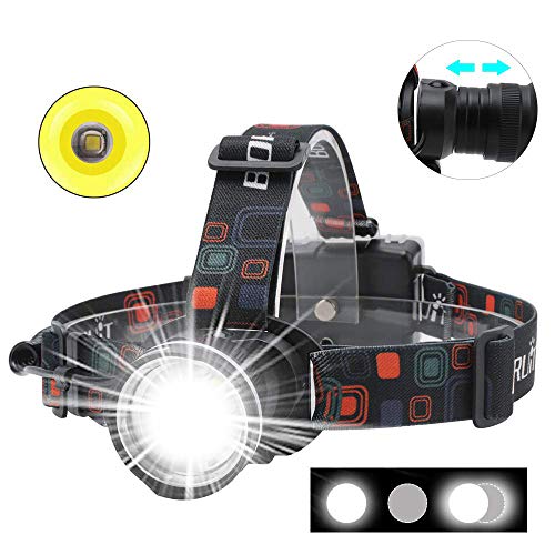 Product Cover Boruit RJ-2166 1000 Lumens T6 LED Headlamp with White Light,3 Modes Zoomable Headlight,IPX4 Waterproof Head Torch Perfect for Running, Camping, Hiking & More