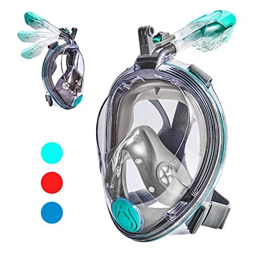 Product Cover VELLAA Snorkel Mask Full Face for Kids and Adults, Dry Top Set Anti-Fog Anti-Leak 180 Panoramic Large View Free Breath with Detachable Camera Mount, Adjustable Head Straps Foldable Snorkeling Mask