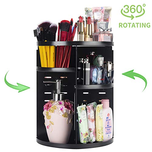 Product Cover Coyaho 360° Rotating Makeup Organizer, Spinning Bathroom Organizer Countertop, Carousel Vanity Organizer, Cosmetic Organizer Makeup Holder Shelf, Make Up Organizers and Storage for Bedroom, Black