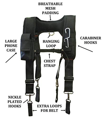 Product Cover TradeGear Electrician's Belt & Bag Combo - Heavy Duty Electricians Tool Belt Designed for Maximum Comfort & Durability - Ideal for All Electricians Tools (SUSPENDERS)