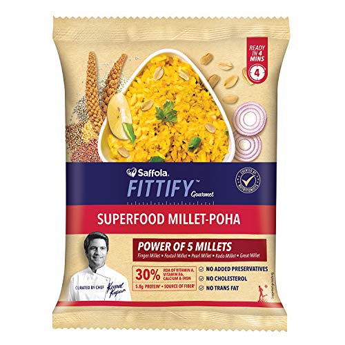 Product Cover Saffola Fittify Gourmet Superfood Millet Poha, Power Breakfast, 8 X 60 g
