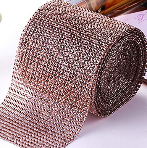 Product Cover Rhinestone Diamond Ribbon Rose Gold, Southlight Bling Diamond Wrap Ribbon for Event Decorations, Wedding Cake, Bridal & Party Decorations Acrylic Bling Rhinestone Roll(1 Roll, 30Ft,10 Yards)