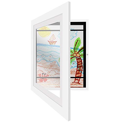 Product Cover Americanflat White Kids Artwork Picture Frame | Displays 8.5x11 inch Artwork with Mat and 10x12.5 inch Artwork Without Mat. Shatter-Resistant Glass. Hanging Hardware Included!