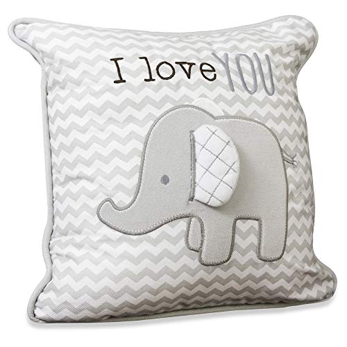 Product Cover Wendy Bellissimo Super Soft Square Decorative Pillow + Throw Pillow (11x11) Nursery Décor - Elephant Grey and White