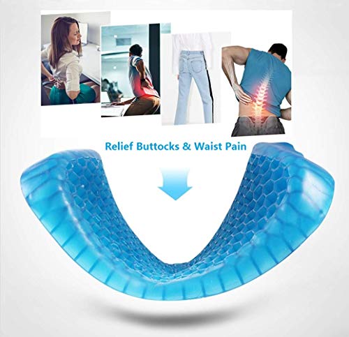 Product Cover Jukkre Silicon Gel Sitter Soft Silicone Breathable Honeycomb Cushion Memory Seat Pillow with Non-Slip Cover for Home/Office/Car/Wheelchair Essential Accessory (40 x 35 x 4 cm , Blue)