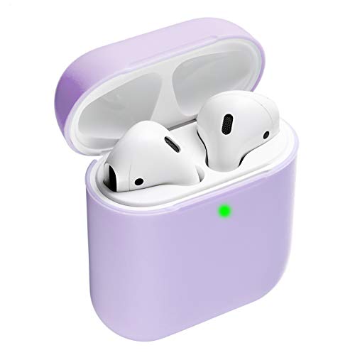 Product Cover Deppa Protective Premium Silicone Light Purple Airpods Case Cover (Lavender) [Compatible with Airpods 1 and 2]