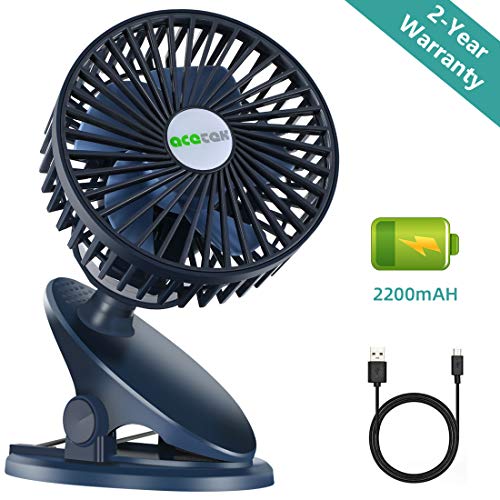 Product Cover acetek Clip on Fan, Battery Operated Stroller Fan for Baby, Rechargeable Portable Table Fan,360°Rotation, 2200mAh, Super Quiet USB Mini Desk Fan for Sports, Car Seat,Travel
