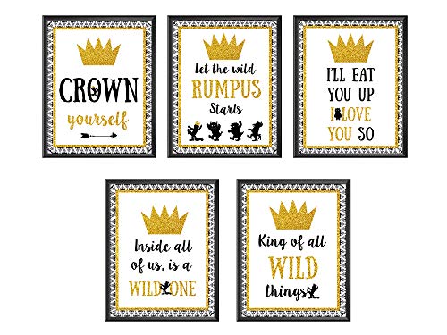 Product Cover Wild one Party Favors - Party Food Sign- Size 8 inc X 11 inc, 5 Wild one Themed First Birthday Party Sign
