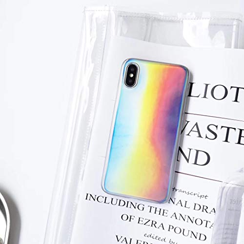 Product Cover Holographic iPhone Xs Max Case, Rainbow Laser Ombre Reflection Mirror Case for iPhone Xs max Cover Case Holographic Iridescent Psychedelic Gradient Silver Back Shell