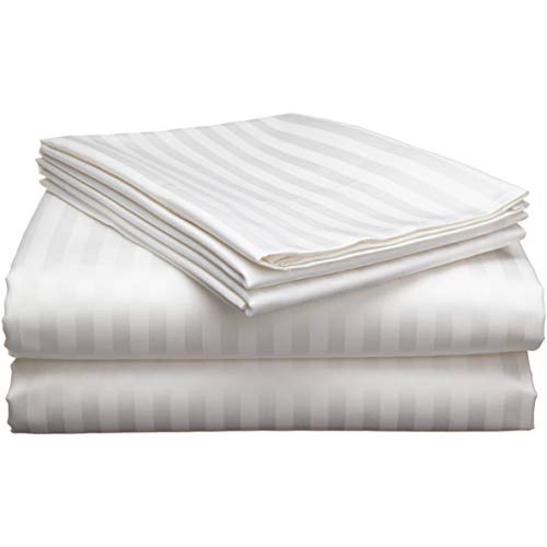 Product Cover BS EXPORTS 210 TC Cotton Single Bedsheet with 1 Pillow Cover - Striped, White