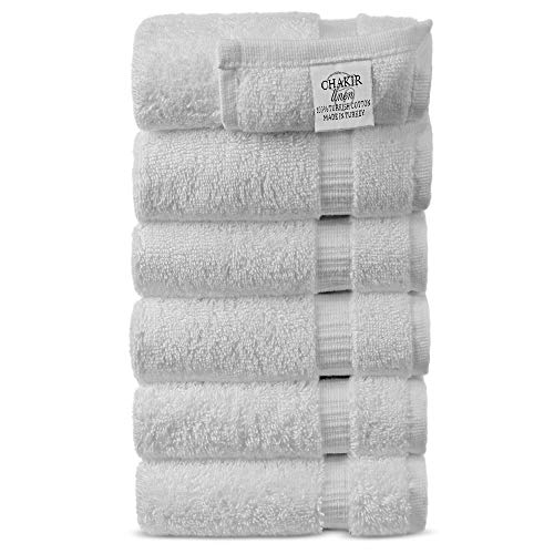 Product Cover Chakir Turkish Linens Hotel & Spa Quality, Highly Absorbent 100% Turkish Cotton Hand Towels (6 Pack, White)