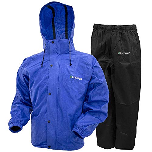 Product Cover Frogg Toggs Men's All Sport Rain Suit, Indigo Jacket/Black Pant, X-Large
