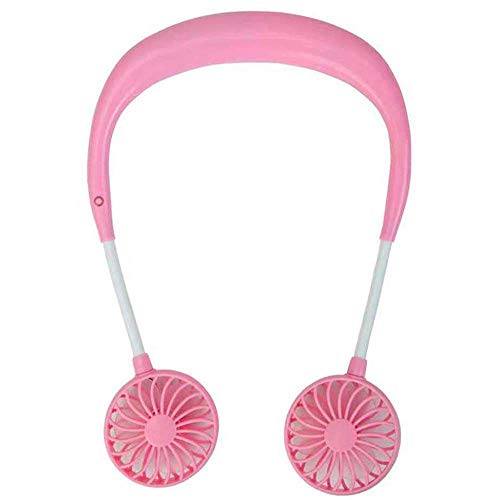 Product Cover Hands-Free Neckband Fan,Hand Free Personal Fan,Headphone Design Wearable Portable USB Rechargeable Neckband Mini Fan (3 Speeds, 5-10 Working Hours) Pink