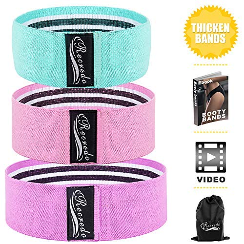 Product Cover Booty bands, Recredo Non Slip Resistance Bands for Legs and Butt, Workout Bands Exercise Bands Glute Bands for Women, 3 pack - Training Ebook and Video Included