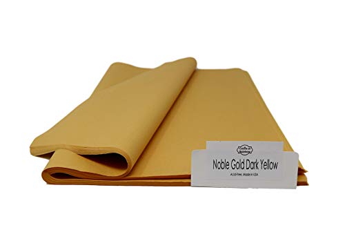 Product Cover Noble Gold Dark Yellow Tissue Paper - 96 Sheets - 15 Inch x 20 Inch - for Gift Bags, Gift Wrapping, Flower, Party Decoration, Pom Poms - Premium Quality Made in United States
