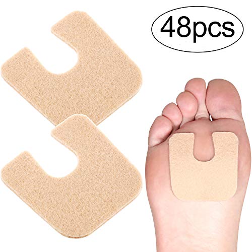 Product Cover 48 Pieces U-shaped Felt Callus Pads Callus Cushions Toe Pads Self Adhesive Corn Pads for Protecting Foot