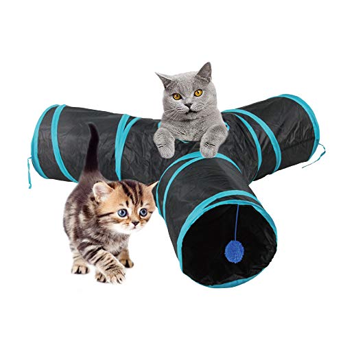 Product Cover PAWISE Cat Toys Cat Tunnel and Cat Cube Pop Up Collapsible Kitten Indoor Outdoor Toys (3-Way)
