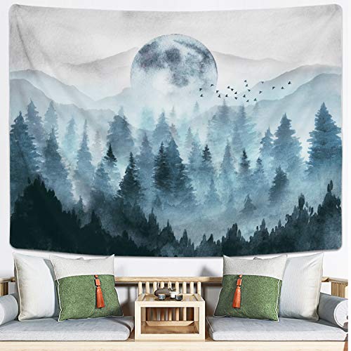 Product Cover Sevenstars Misty Forest Tapestry Foggy Mountain Tapestry Magical Tree Tapestry Nature Tapestry Woodland Tapestry