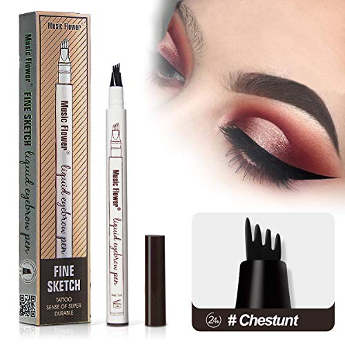 Product Cover Vanelc Eyebrow Tattoo Pen Microblading Eyebrow Pencil Tattoo Brow Ink Pen a Micro-Fork Tip,Long Lasting,Smudge-Proof Natural Hair-Like Defined Brows and Stays on All Day (Chestnut)