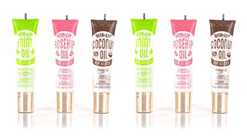 Product Cover 6-PACKS Kiss Broadway Clear Lip Gloss (Mint,Coconut,Rosehip Oil)