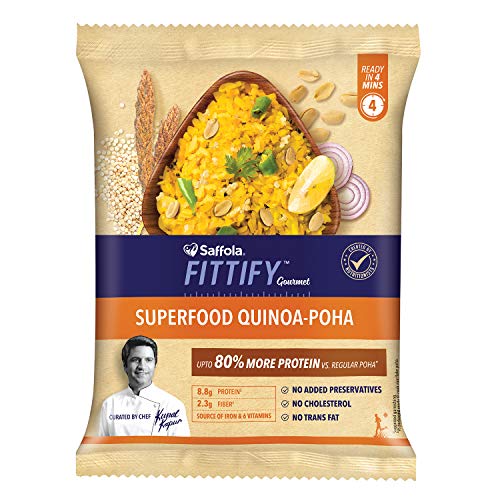 Product Cover Saffola Fittify Gourmet Superfood Quinoa Poha, Power Breakfast, 6 X 60 g