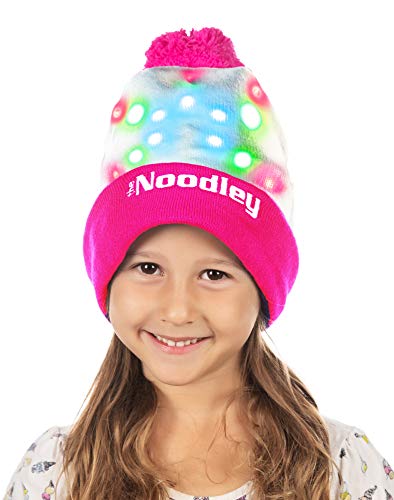Product Cover The Noodley LED Beanie Hat Light Up Toy Gifts for Girls All Ages One Size (Pink / White)
