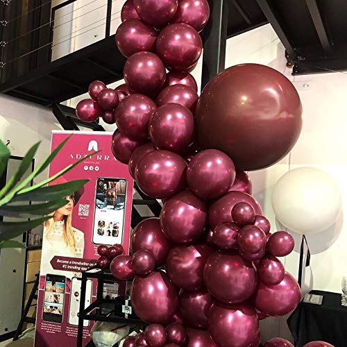 Product Cover Captank Burgundy Balloons Garland Kit 105 Wine Latex Peal Balloons Arch kit:16ft Balloon Strip Tape 100 Balloon Dot Glue for Adult Birthdays Weddings Receptions Bridal Showers Party Decoration