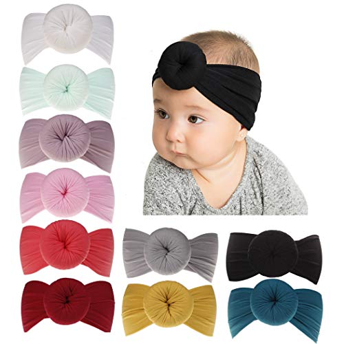 Product Cover inSowni Newest Super Stretchy Nylon Bow Ball Turban Headbands Hairbands Headwraps for Baby Girls Toddlers Infants Newborns (10PCS S1)