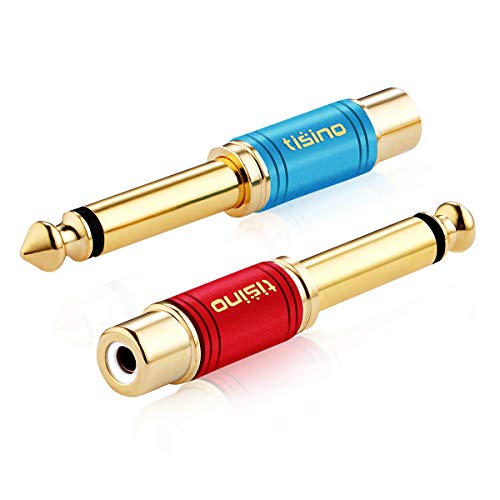 Product Cover TISINO RCA to 1/4 Adapter, Gold Plated Pure Copper RCA Female to Quarter Inch Jack TS Mono Adapter Audio Connector - Multicolor 2 Pack
