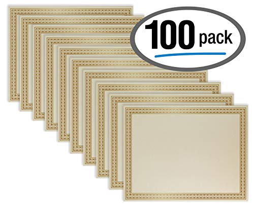 Product Cover 100 Sheet Award Certificate Paper, Gold Foil Metallic Border, Ivory Letter Size Blank Paper, by Better Office Products, Diploma Certificate Paper, Laser and Inkjet Printer Friendly, 8.5 x 11 Inches