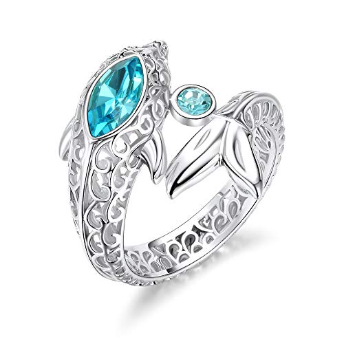 Product Cover KOAEM Filigree Design Gold Flashed Dolphin Rings for Women Teens Girls with Crystals from Swarovski Tarnish Resistant Cute Hollow Animal Bypass Band Size 6-9