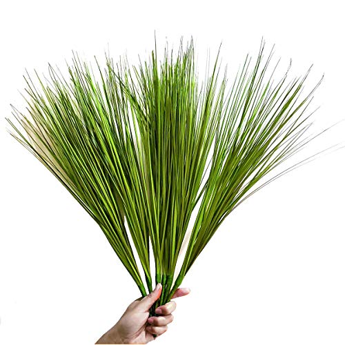Product Cover WsCrafts 6Pcs Artificial Onion Grass - 22 Inch Faux Wheat Grass Fake Leaves Shrubs Window Box Wholesale Greenery Bushes for Home Kitchen Garden Patio Wedding Decor