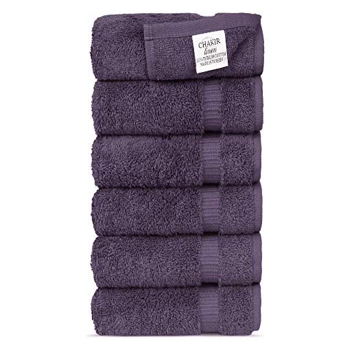 Product Cover Chakir Turkish Linens Hotel & Spa Quality, Highly Absorbent 100% Turkish Cotton Hand Towels (6 Pack, Plum)