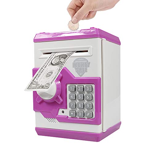 Product Cover Totola Piggy Bank Electronic Mini ATM for Kids Baby Toy, Safe Coin Banks Money Saving Box Password Code Lock for Children,Boys Girls Best Gift (Pink)