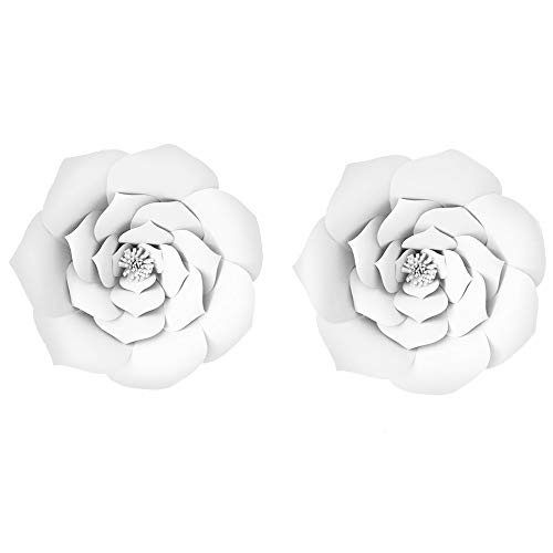 Product Cover LG-Free 2pcs 12inch Paper Flower Backdrop Party Paper Flower Hanging Rose Flower Balls DIY Paper Handmade Craft for Wedding,Baby Shower,Birthday,Party Decorations,Home (2pcs, 12inch-White)