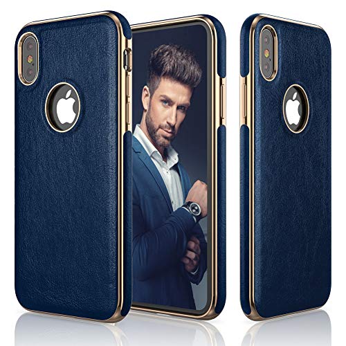 Product Cover LOHASIC iPhone Xs Case, iPhone X Case Premium Leather Slim Thin Luxury PU Non Slip Soft Grip Hybrid Flexible Bumper Shockproof Cases Compatible with Apple iPhone X XS New Version (2018) - Blue