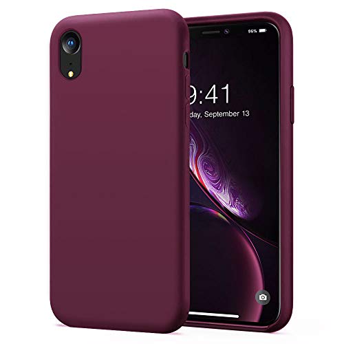 Product Cover KUMEEK iPhone XR Case, Soft Silicone Gel Rubber Bumper Case Anti-Scratch Microfiber Lining Hard Shell Shockproof Full-Body Protective Case Cover for Apple iPhone XR Case-WineRed