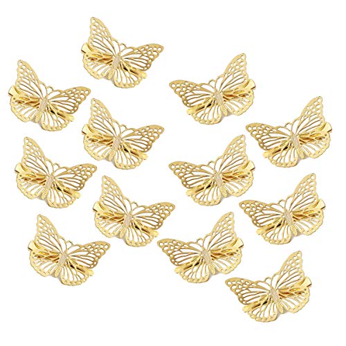 Product Cover OBTANIM Butterfly Hair Clips, 12 Pcs Cute Golden Metal Butterfly Hair Claw Pins Barrettes Accessories for Girls and Women